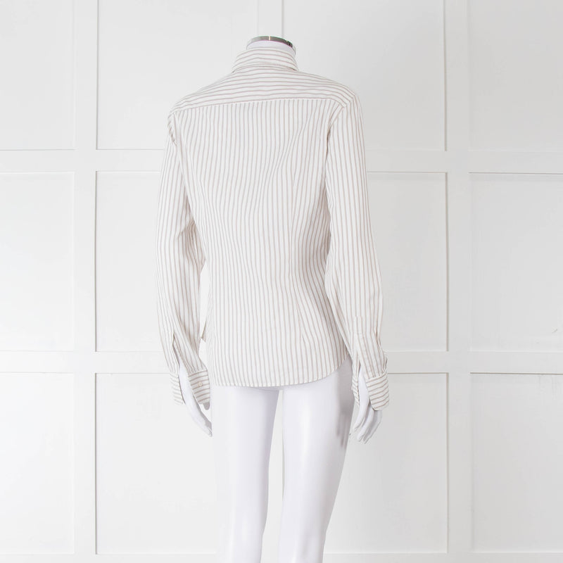 Loro Piana White Beige Striped Shirt