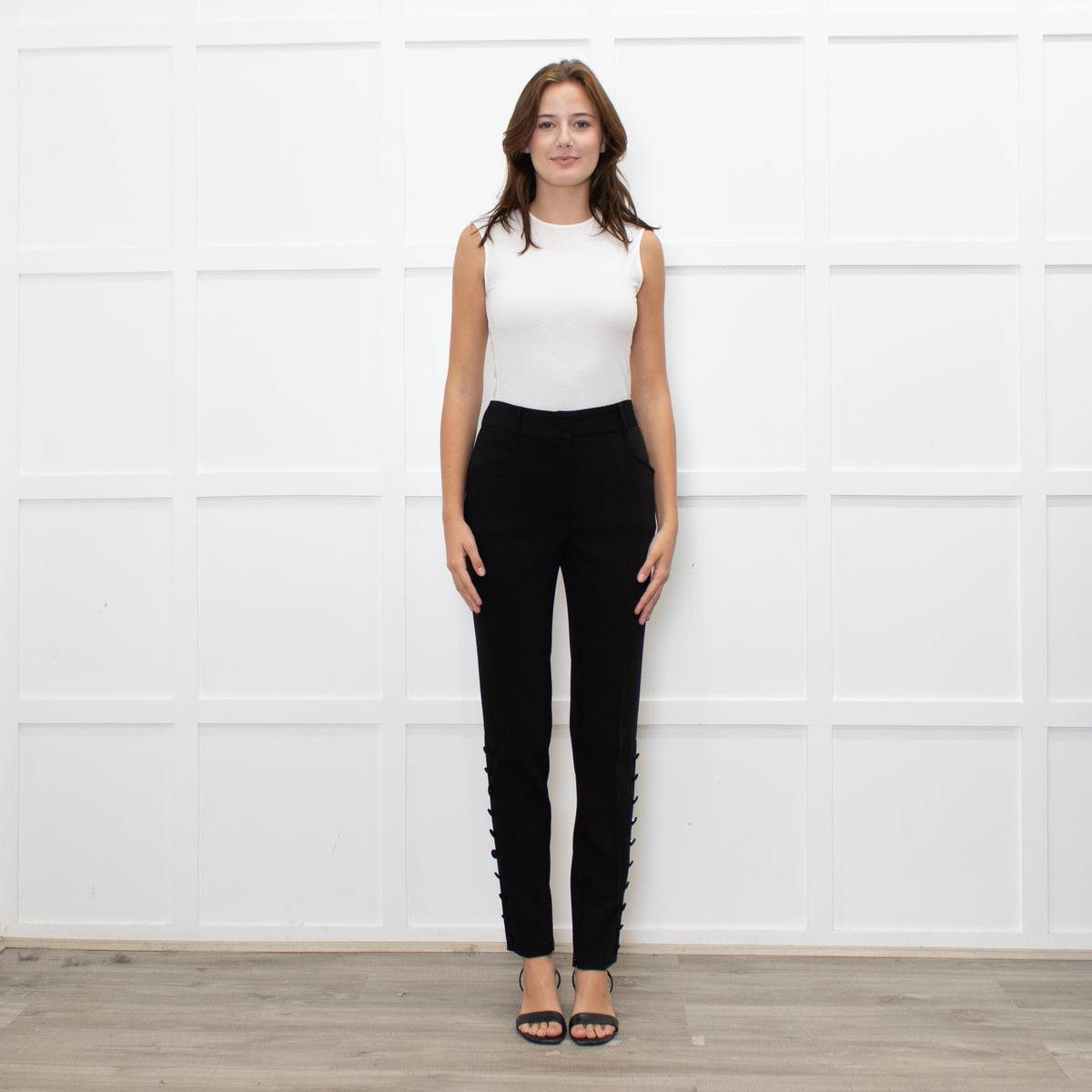 Dolce & Gabbana Black Button Detail Slim Leg Trousers