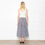 Lisa Marie Fernandez Black & White Check Button Front Midi Skirt With Belt