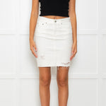 Adriano Goldschmeid White Distressed Pencil Skirt
