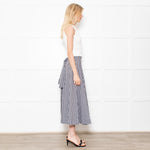 Lisa Marie Fernandez Black & White Check Button Front Midi Skirt With Belt
