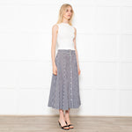 Lisa Marie Fernandez Black & White Check Button Front Midi Skirt With Belt
