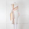 Victoria Victoria Beckham Cream Orange Striped Fine Cotton Tie Up Shirt Dress