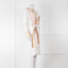 Victoria Victoria Beckham Cream Orange Striped Fine Cotton Tie Up Shirt Dress