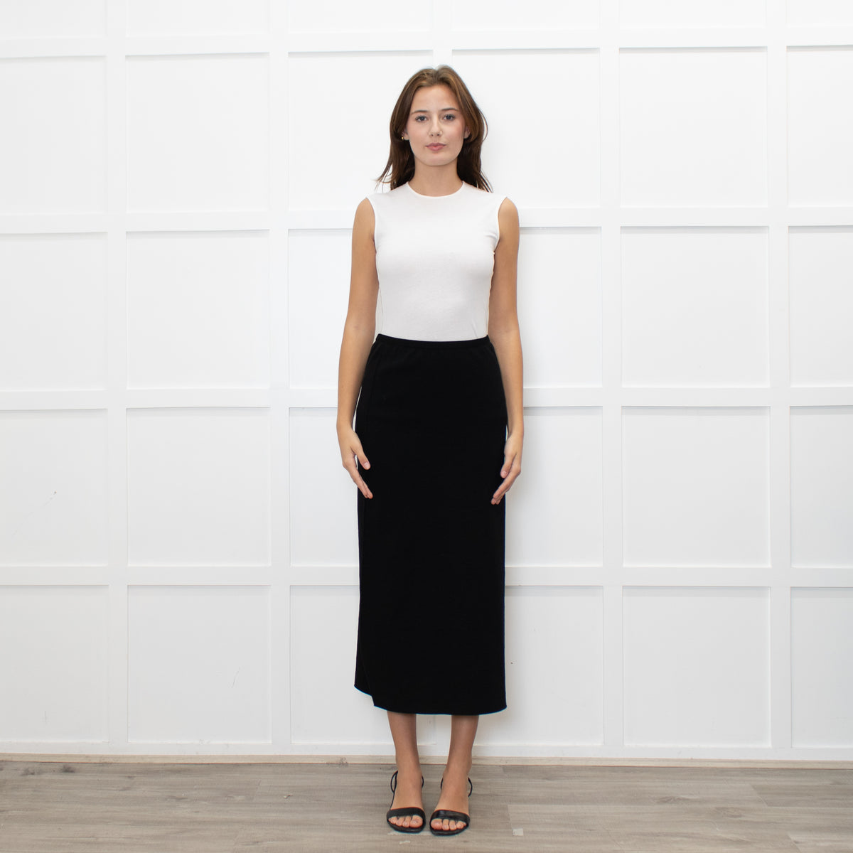 A.POC Issey Miyake Black Cotton Blend Jersey Long Skirt