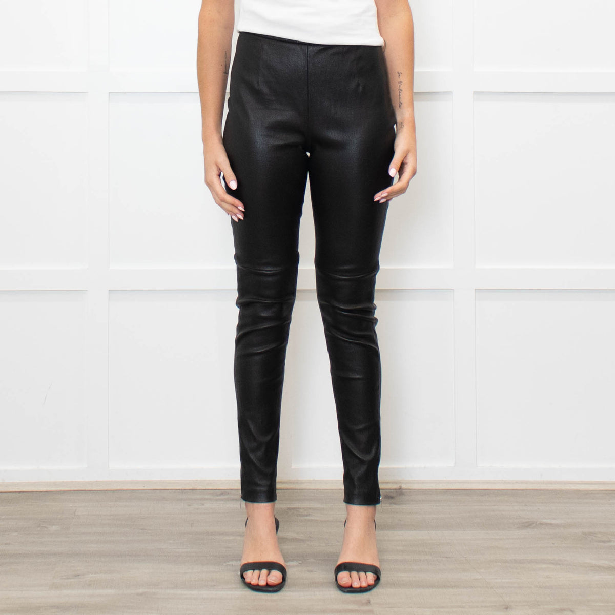 Christian Dior Black Lambs Leather Trousers With Side & Ankle Zips