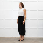 A.POC Issey Miyake Black Cotton Blend Jersey Long Skirt