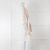 Victoria Victoria Beckham Cream Orange Striped Fine Cotton Tie Up Shirt Dress