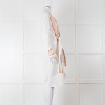 Victoria Victoria Beckham Cream Orange Striped Fine Cotton Tie Up Shirt Dress