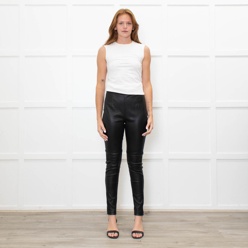 Christian Dior Black Lambs Leather Trousers With Side & Ankle Zips