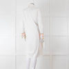 Victoria Victoria Beckham Cream Orange Striped Fine Cotton Tie Up Shirt Dress
