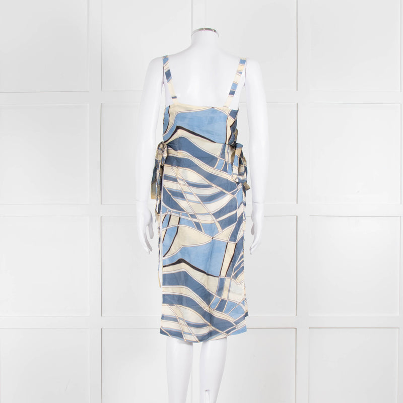 Cult Gaia Blue Wave Este Tunic Top Tie Sides