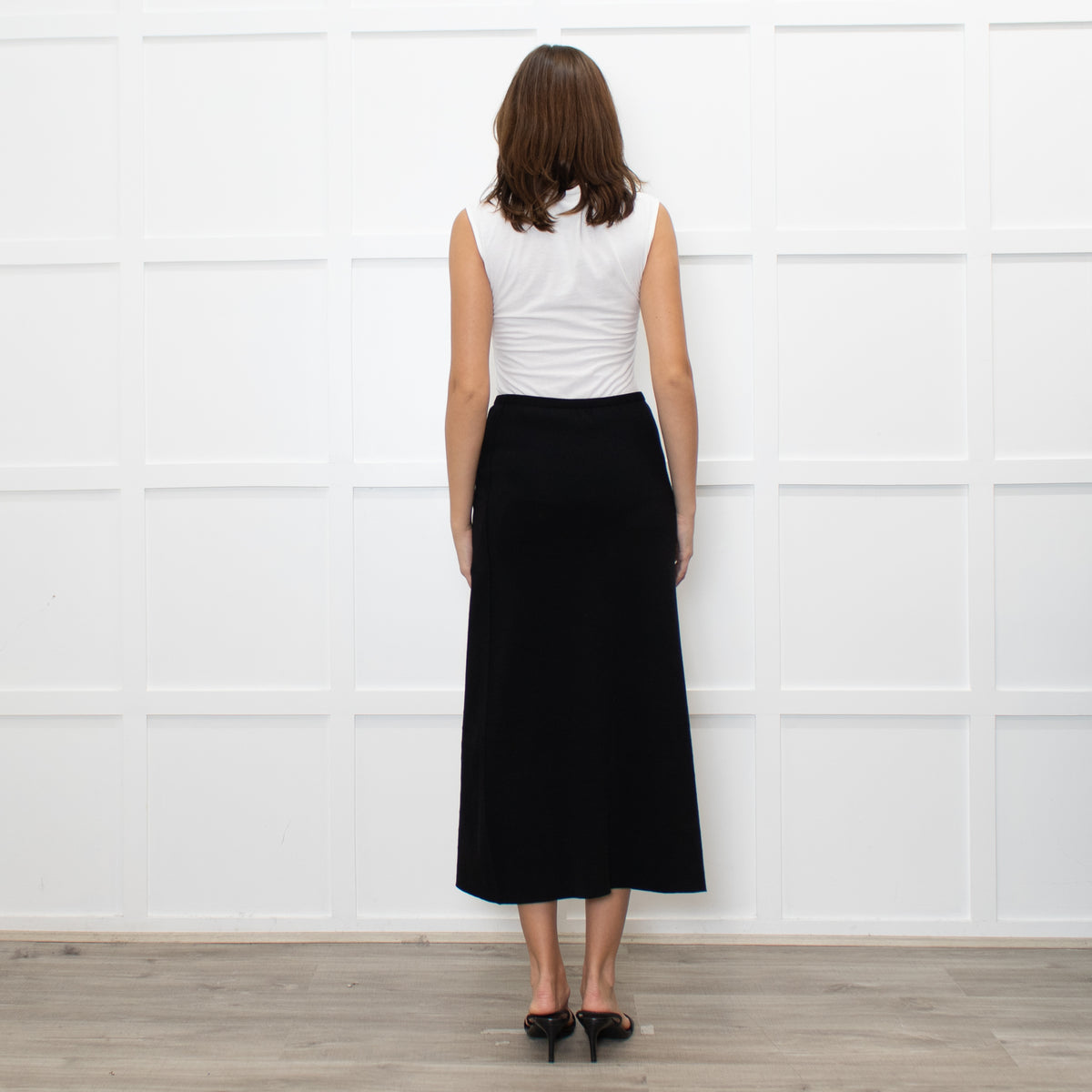 A.POC Issey Miyake Black Cotton Blend Jersey Long Skirt
