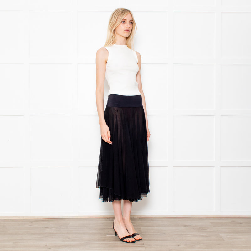 Maryan Mehlhorn Black Net Midi Skirt