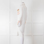 Victoria Victoria Beckham Cream Orange Striped Fine Cotton Tie Up Shirt Dress