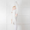Victoria Victoria Beckham Cream Orange Striped Fine Cotton Tie Up Shirt Dress