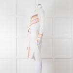 Victoria Victoria Beckham Cream Orange Striped Fine Cotton Tie Up Shirt Dress