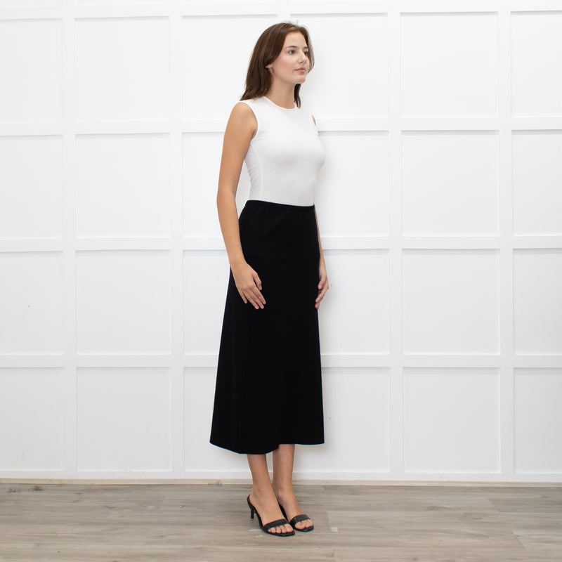 A.POC Issey Miyake Black Cotton Blend Jersey Long Skirt