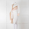 Victoria Victoria Beckham Cream Orange Striped Fine Cotton Tie Up Shirt Dress