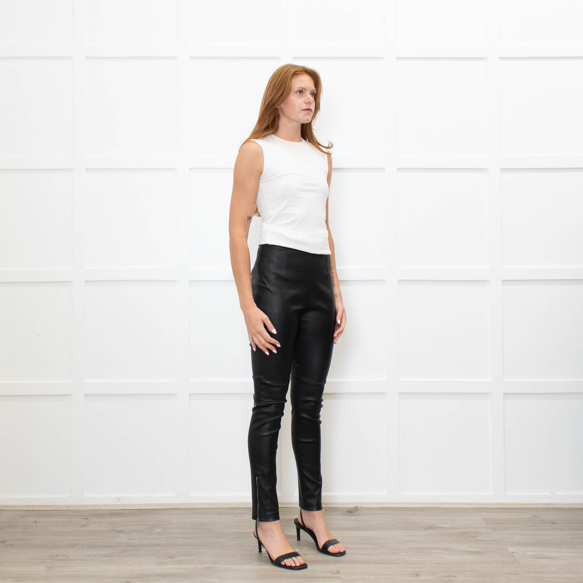 Christian Dior Black Lambs Leather Trousers With Side & Ankle Zips