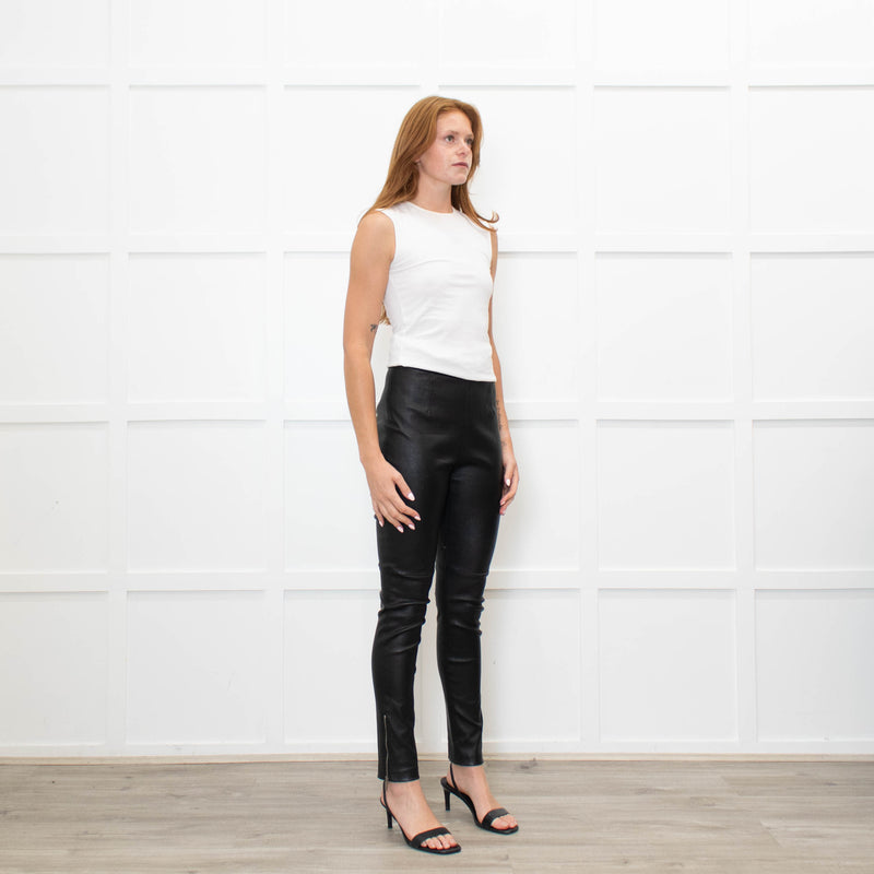 Christian Dior Black Lambs Leather Trousers With Side & Ankle Zips