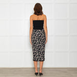 Velvet Black Skirt With Green And Cream Animal Print