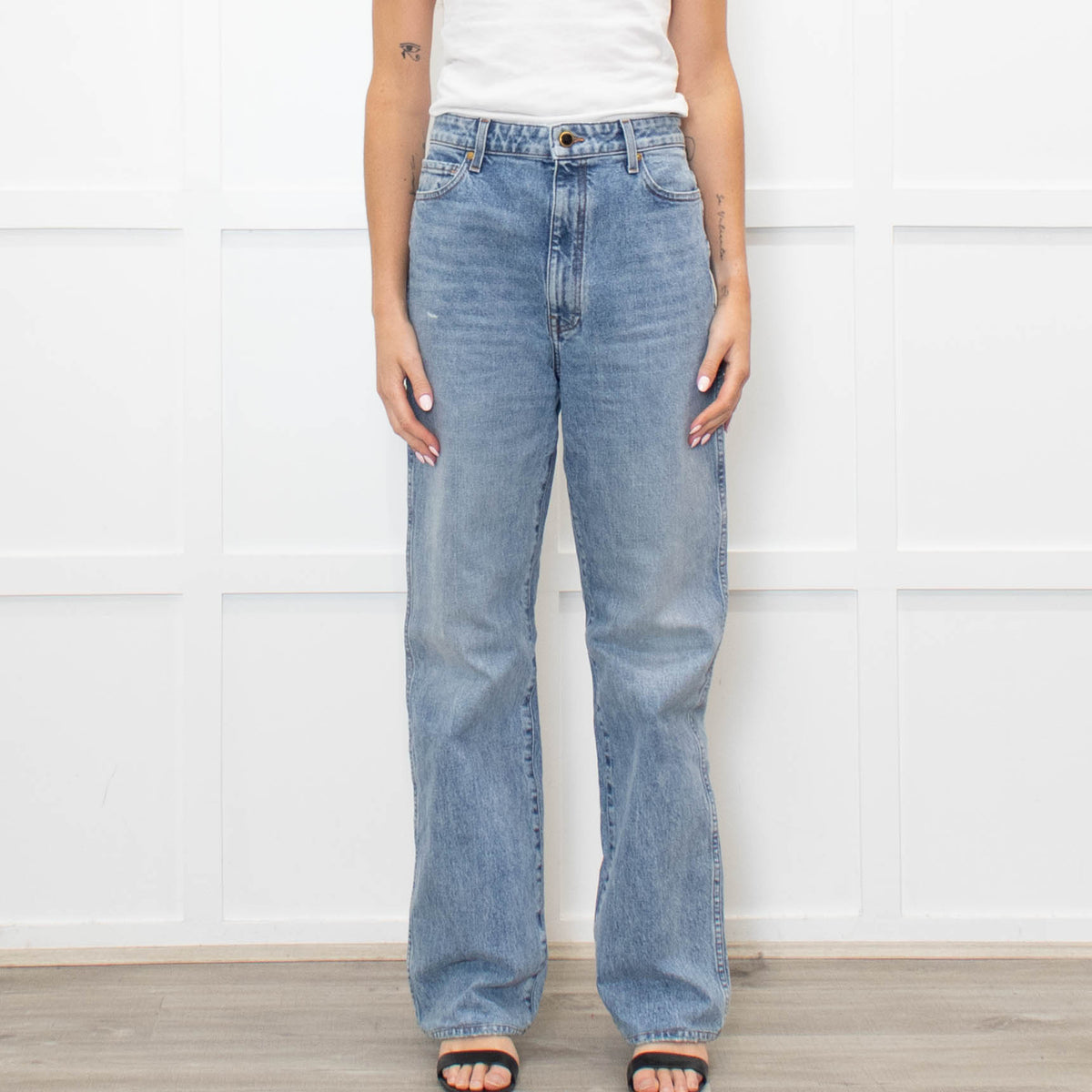 Khaite Blue Denim Danielle Straight Leg Jeans