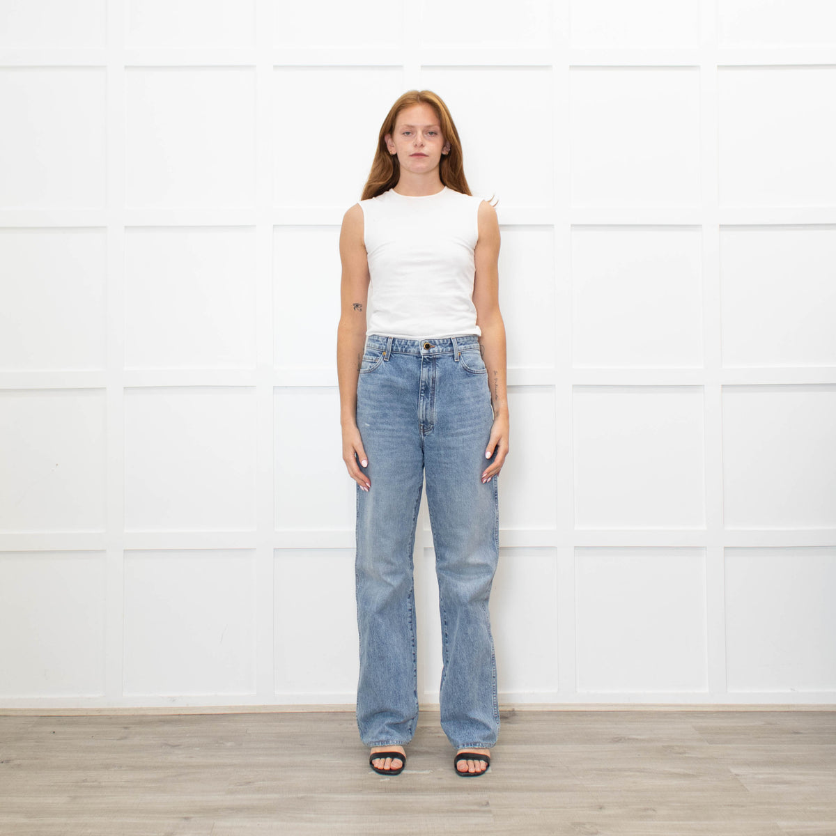 Khaite Blue Denim Danielle Straight Leg Jeans