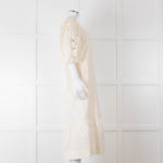 Scarlett Poppies Cream Cotton Broidery Puff Sleeve Maxi Dress