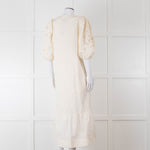 Scarlett Poppies Cream Cotton Broidery Puff Sleeve Maxi Dress