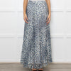 P.A.R.O.S.H. White Blue Leopard Print Pleated Maxi Skirt