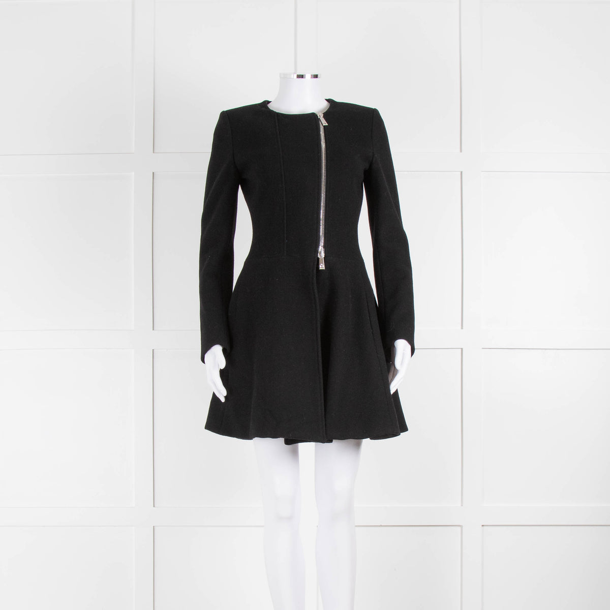 Pinko Black Fit And Flare Zip Coat