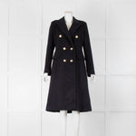 Lauren by Ralph Lauren Navy Wool Mix Military Coat With Gold Buttons