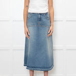 Ba & Sh Light Blue Denim  A-Line Skirt