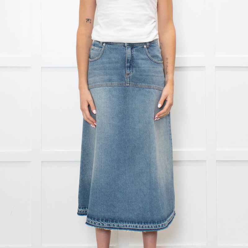 Ba & Sh Light Blue Denim  A-Line Skirt
