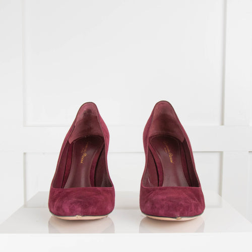 Gianvito Rossi Burgundy Suede Pointed Court Shoe