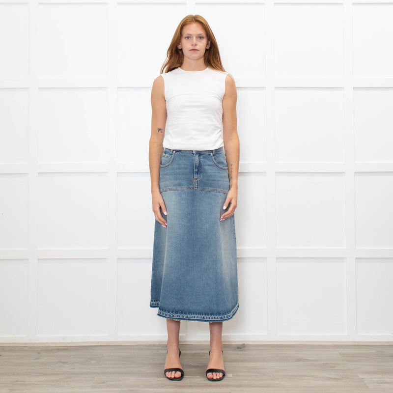 Ba & Sh Light Blue Denim  A-Line Skirt