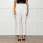 Me + Em White Tailored Trousers With Gross Grain Side Ribbon
