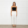 Me + Em White Tailored Trousers With Gross Grain Side Ribbon