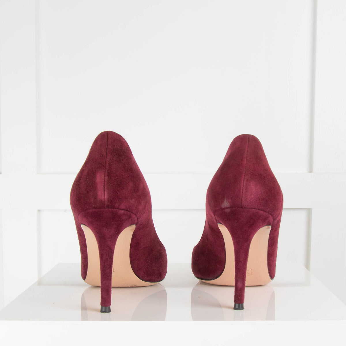 Gianvito Rossi Burgundy Suede Pointed Court Shoe