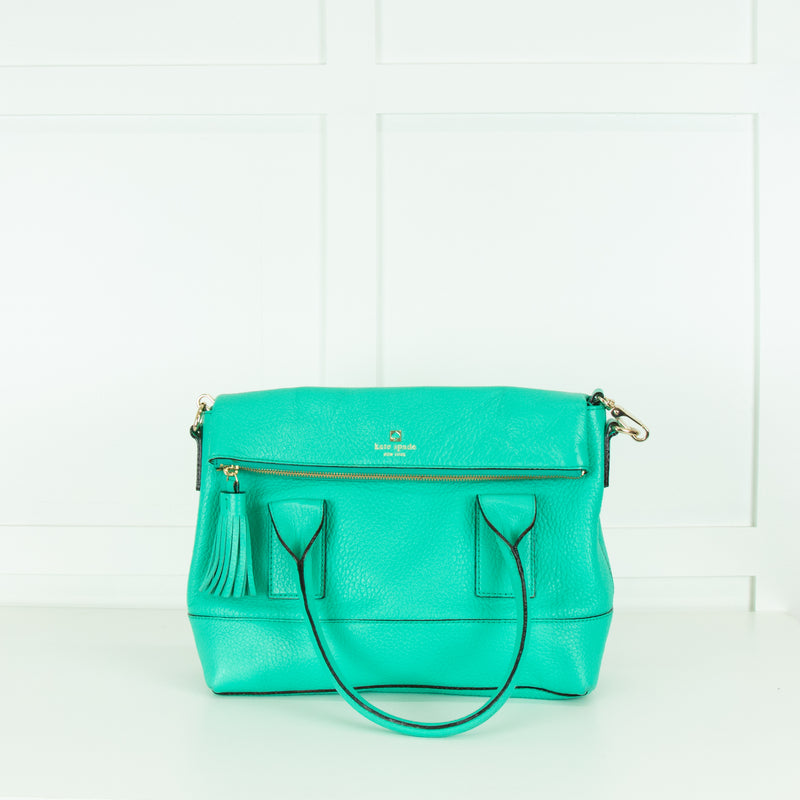 Kate Spade Turquoise Green Leather Multiway Tote Bag