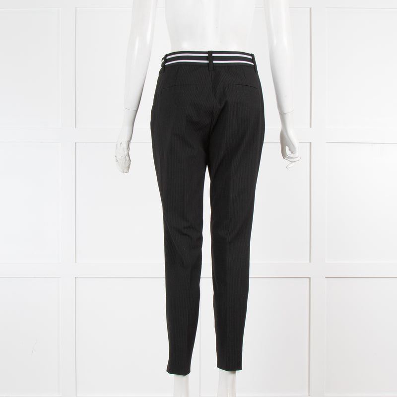 Marccain Black Pin Stripe White Trim Waist Trousers