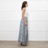 P.A.R.O.S.H. White Blue Leopard Print Pleated Maxi Skirt