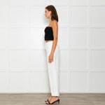 Me + Em White Tailored Trousers With Gross Grain Side Ribbon