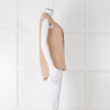 Alexander McQueen Beige Silk V Front Buttoned Up Sleeveless Top