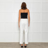 Me + Em White Tailored Trousers With Gross Grain Side Ribbon