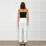 Me + Em White Tailored Trousers With Gross Grain Side Ribbon