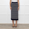 Polo Ralph Lauren Navy White Striped Cable- Knit Midi Skirt