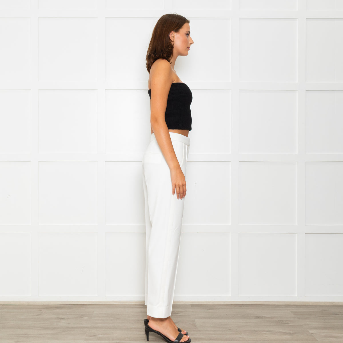 Me + Em White Tailored Trousers With Gross Grain Side Ribbon