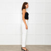 Me + Em White Tailored Trousers With Gross Grain Side Ribbon